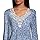 Home Care Line Open Back Nightgown for Ladies Long Sleeve-Assisted Dressing-Floral Print Lace Trim-Hospice Nightgown-Blue-L/XL