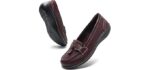 Maichal Penny Loafers for Women Leather Dress Shoes Classic Slip On Orthopedic Dressy Shoes Ladies Tassel Comfortable Driving Flat Shoes Wine US 7 Wide