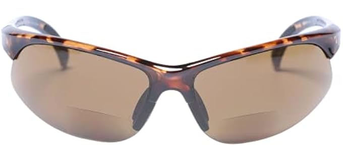 Mass Vision The Wind Breaker Sport Wrap Polarized Bifocal Sunglasses for Men and Women (Tortoise, 1.75)
