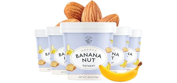 Mylk Labs Banana Nut Protein Oatmeal Cups, Whole Grain, Low Sugar, High Fiber Breakfast with Superfoods, Quick & Easy, On the Go, Instant Oatmeal, Rolled Oats, Gluten Free, Vegan, Nut Free, 6 Pack