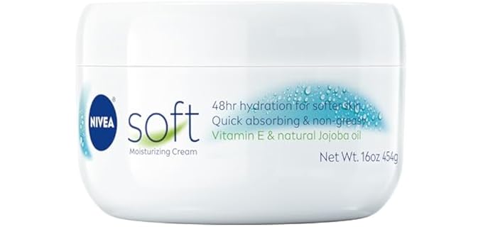 NIVEA Soft Refreshingly Soft Moisturizing Cream, Lightweight Body Moisturizer for Face, Body and Hands, Body Cream Enriched with Jojoba Oil and Vitamin E, 16 Oz Jar