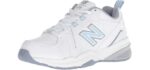 New Balance Women's 608 V5 Casual Comfort Cross Trainer, White/Light Blue, 8.5