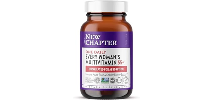 New Chapter Women's Multivitamin 50 Plus for Cellular Energy, Heart & Immune Support with 20+ Nutrients + Astaxanthin - Every Woman's One Daily 55+, Gentle on The Stomach, 96 Count
