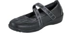 Orthofeet Women's Orthopedic Black Leather Celina Mary Jane Shoes, Size 10 Wide