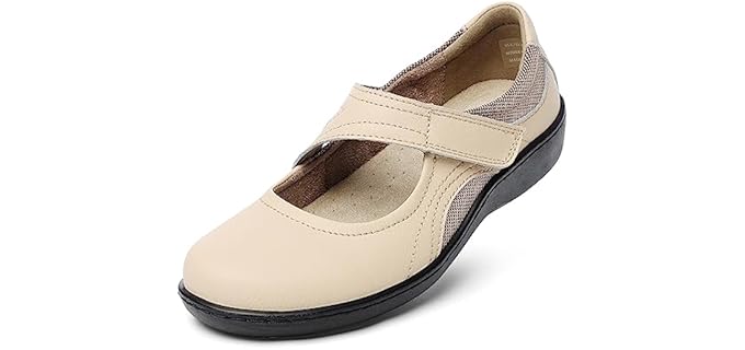 Oviaric Women's Classic Comfort Nude Mary Jane Flats Fashion Casual Dress Shoes Cute Closed Toe Slip On Lightweight Breathable Walking Shoes 10 M US 1904-ROU100