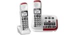 Panasonic KX-TGM420W + (1) KX-TGMA44W Amplified Cordless Phone with Digital Answering Machine and Voice Volume Booster upto 40 dB (2 Handsets)