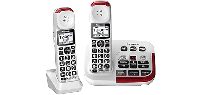 Panasonic KX-TGM420W + (1) KX-TGMA44W Amplified Cordless Phone with Digital Answering Machine and Voice Volume Booster upto 40 dB (2 Handsets)