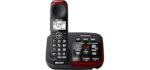 Panasonic 1 Handset Amplified Cordless Phone with Slow Talk, 40dB Volume Boost, 100dB Lound Visual Ringer, Hearing Aid Compatibility, Large Screen and Backlit Keypad, Link2Cell - KX-TGM430B (Black)