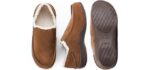 Powerstep Men's Archwear, House Shoes, Orthotic Slippers with Arch Support, Plantar Fasciitis Pain Relief, Brown/Ivory, 8
