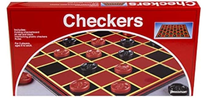 Pressman Checkers -- Classic Game With Folding Board and Interlocking Checkers, 2 Players