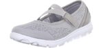 Propét Women's TravelActiv Mary Jane Style Lightweight Breathable Walking Shoes, Silver, 7 Wide