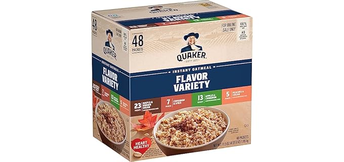 Quaker Instant Oatmeal, 4 Flavor Variety Pack, Individual Packets, 48 Count