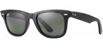 Ray-Ban RB2140 Original Wayfarer Square Sunglasses, Black/Green Polarized, 54 mm