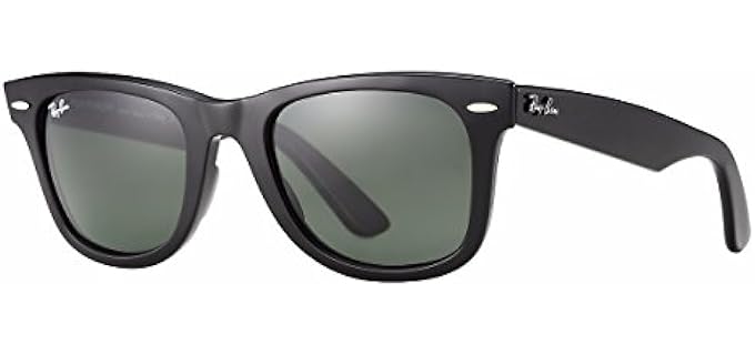 Ray-Ban RB2140 Original Wayfarer Square Sunglasses, Black/Green Polarized, 54 mm