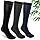 SONORAN Bamboo Viscose Compression Socks for Women & Men (3 Pairs) 15-20 mmHg Knee High Support for Nurses, Travel, Pregnant L/XL（Black&Gray&Dark Blue）