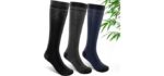 SONORAN Bamboo Viscose Compression Socks for Women & Men (3 Pairs) 15-20 mmHg Knee High Support for Nurses, Travel, Pregnant L/XL（Black&Gray&Dark Blue）