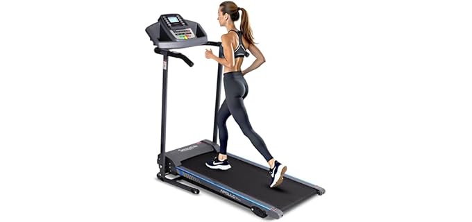 SereneLife - Electric Folding Treadmill Exercise Machine - Smart Compact Digital Workout Fitness Trainer w/ Bluetooth App Sync, Manual Incline Adjustment, For Walking, Running, Gym