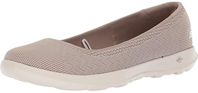 Skechers Women's Go Walk Lite-Dreamer Ballet Flat, Taupe, 8