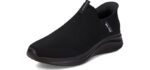 Skechers Men's Ultra Flex 3.0 Smooth Step Hands Free Slip-ins Sneaker, Black/Black, 10 Wide