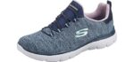 Skechers Women's Summits-Quick Getaway Sneaker, Navy/Purple/Light Blue, 8 Wide