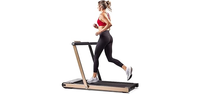Sunny Health & Fitness Asuna Space Saving Treadmill, Motorized with Speakers for AUX Audio Connection - 8730G