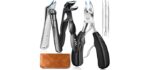 Toenail Clippers for Seniors Ingrown Thick Toenails, 2025 Angled Head Toe Nail Clippers with Catcher, Heavy Duty 45° Slanted Toenail Clippers, 37mm Wide Opening Nail Cutter with Long Handle, 6PCS