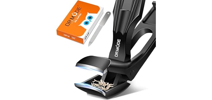 Toenail Clippers for Seniors Thick Toenails, Upgrade Angled Head Large Toe Nail Clippers for Men with Wide Jaw Opening, Sharp Heavy Duty Fingernail Clipper Cutter with Catcher Long Handle -Black