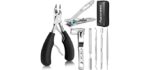 Toenail Clippers for Seniors Thick Toenails, Aucurwen Heavy Duty Toe Nail Clippers Adult Thick Nails Long Handle, Large Toenail Clippers for Thick Nails 7Pcs