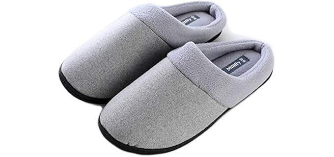 Unisex Memory Foam Slipper|Women's Cozy Slippers|Fuzzy Wool-Like Fleece House Shoes| Man's Indoor Outdoor Comfy Slippers (12 M US Women/10 US Man, Light Grey)
