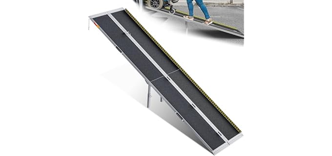VNN Portable Wheelchair Ramp 10FT, Non-Slip Aluminum Folding Handicap Ramps, Door Threshold Wheelchair Ramps for Home, Wheel Chair Ramp for Home Steps, Scooter Ramp for Car, Doorways, Curbs, Stairs