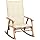 VRAXO Rocking Chair with Cushion Bamboo,Outdoor Chairs-25.41lbs