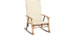 VRAXO Rocking Chair with Cushion Bamboo,Outdoor Chairs-25.41lbs