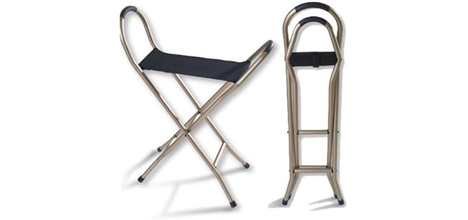 Walking Cane with Seat Folding Lightweight - Portable Walking Stick with Seat for Seniors, Seat Cane with Chair with 4 Non-Slip Legs & Comfortable Handle, 21” Cane Chair with 250 lb Weight Capacity