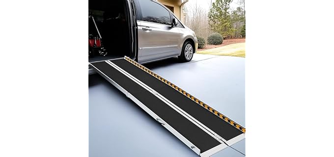 Wheelchair Ramp 10 Feet, gardhom Anti-Slip Aluminum Folding Handicap Ramp Wheelchair Ramps for Home Steps Entrance Threshold Doorways Stairs Curbs Scooter