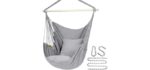 Y- STOP Hammock Chair Hanging Rope Swing Chair, Max 500 Lbs, 2 Seat Cushions Included, Removable Steel Spreader Bar with Anti-Slip Rings, Hardware kit-for Indoor or Outdoor(Light Grey)