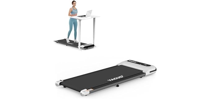 Yagud Under Desk Treadmill, Walking Pad for Home and Office, 2.5 HP Portable Walking Jogging Running Machine with Remote Control and LED Display, Silver