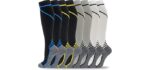 fenglaoda 8 Pairs Compression Socks for Men & Women 20-30 mmHg Knee High Nurse Pregnant Running Medical and Travel Athletic(L/XL,Multi01 )