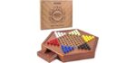 AMEROUS 12.5 inches Wooden Chinese Checkers Set with Storage Drawer - 60 Acrylic Marbles in 6 Colors - 12 Bonus Spare Marbles, Classic Strategy Family Board Game for Kids and Adults