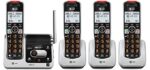 AT&T BL102-4 DECT 6.0 4-Handset Cordless Phone for Home with Answering Machine, Call Blocking, Caller ID Announcer, Audio Assist, Intercom, and Unsurpassed Range, Silver/Black