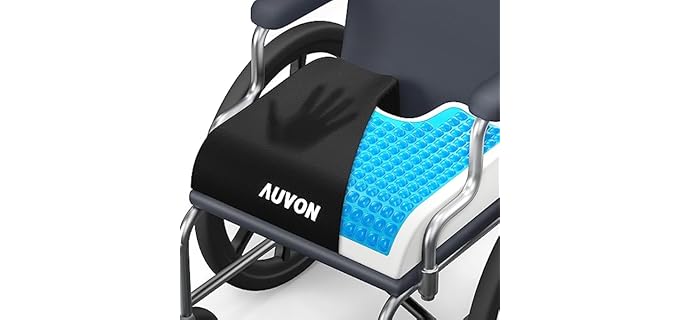 AUVON Gel Wheelchair Seat Cushion, Relieve Sciatica, Back, Coccyx, Pressure Sore and Ulcer Pain, Refreshing Ergonomic Chair Cushion with Waterproof Silk Fabric, Anti-Slip Cover