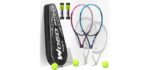 Adult 2 Player Tennis Racket Perfect for Beginner and Professional Players, 27” Speed Tennis Racquet Include Tennis Balls, Overgrips, Tennis Bag, Vibration Dampe, Cover