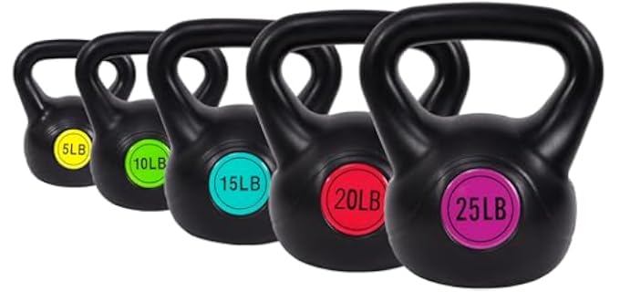 BalanceFrom Wide Grip Kettlebell Exercise Fitness Weight Set, Multiple (KB5101520-SET)