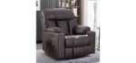 Bonzy Home Oversized Power Lift Recliner Chair for Elderly, Faux Leather Lift Chair with Heated and Massage, Extra Wide Single Sofa with 2 Cup Holders, Side Pockets, USB Port, Brown