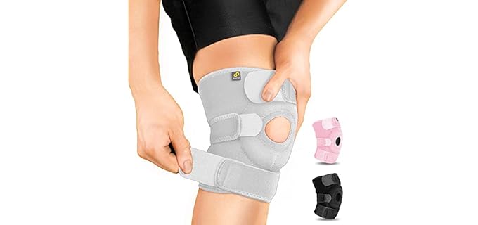 Bracoo Knee Support Brace for Men Women, Adjustable Compression Sleeve Wrap Patellar Pad Tendon - Arthritis Pain, meniscus tear, Injury Recovery, Running, Workout, KS10