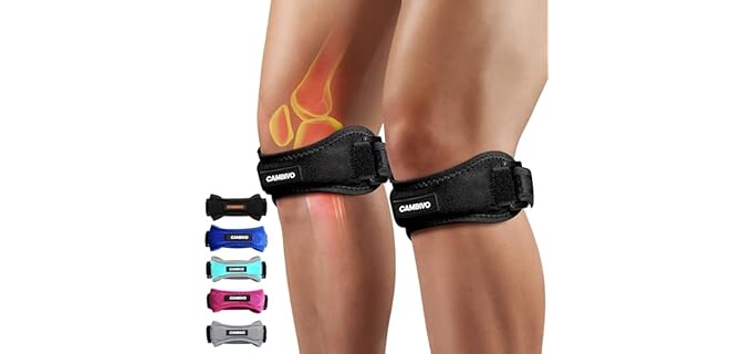 CAMBIVO Essential Series Knee Brace for Women and Men (2 Pack), Patella Tendon Support Straps for Knee Pain Relief, Running, Basketball, Hiking, Volleyball, Tennis, Squats (Black)