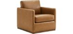 CHITA Swivel Accent Chair, FSC Certified Mid Century Modern Arm Chair for Living Room and Bedroom, Fully Assembled, Saddle Brown