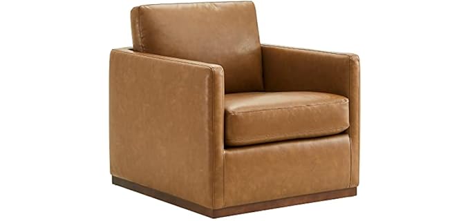 CHITA Swivel Accent Chair, FSC Certified Mid Century Modern Arm Chair for Living Room and Bedroom, Fully Assembled, Saddle Brown