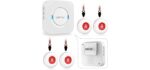 CallToU Caregiver Pager Wireless Call Button Smart Bell Alert System for Elderly Home Patient Seniors Nurse 4 Portable Waterproof Transmitters 1 Plugin Receiver