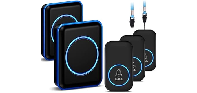 Caregiver Pager, FullHouse Wireless Call Button 1000+ Feet, SOS Alert Nurse Calling Elderly Fall Help System for Patient/Disabled Monitoring at Home, IP55 Waterproof