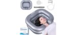 Cehim Inflatable Shampoo Basin - Portable Shampoo Bowl, Hair Washing Basin for Bedridden, Disabled,Injured, Hair Wash Tub for Dreadlocks and at Home Sink Washing (Silver)